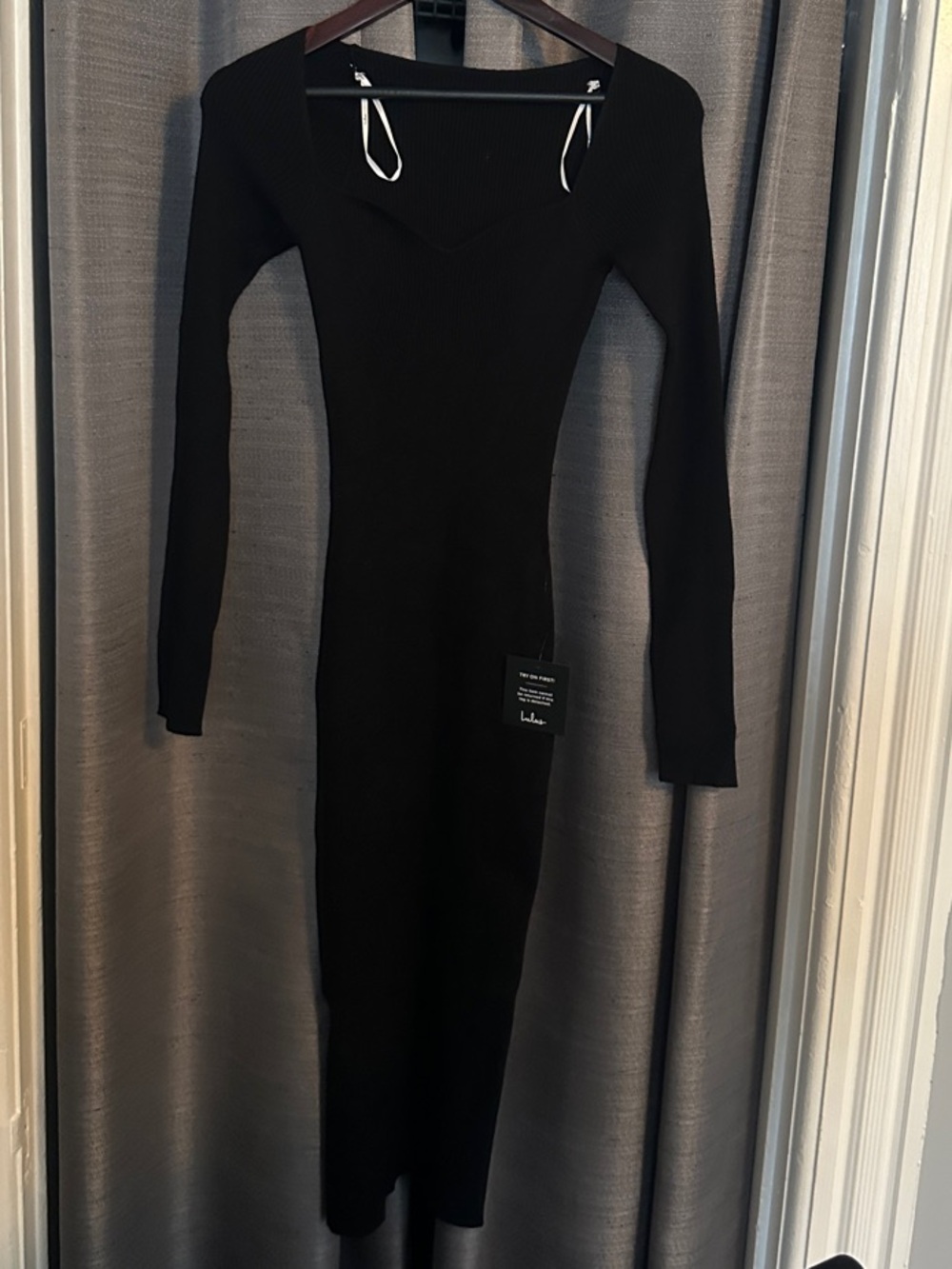 Lulu's Black Long Sleeve Bodycon Midi Dress